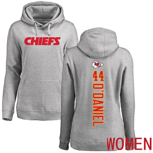 Women Kansas City Chiefs #44 ODaniel Dorian Ash Backer Pullover NFL Hoodie Sweatshirts->nfl t-shirts->Sports Accessory